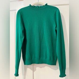 Boden Emerald sweater with ruffle details